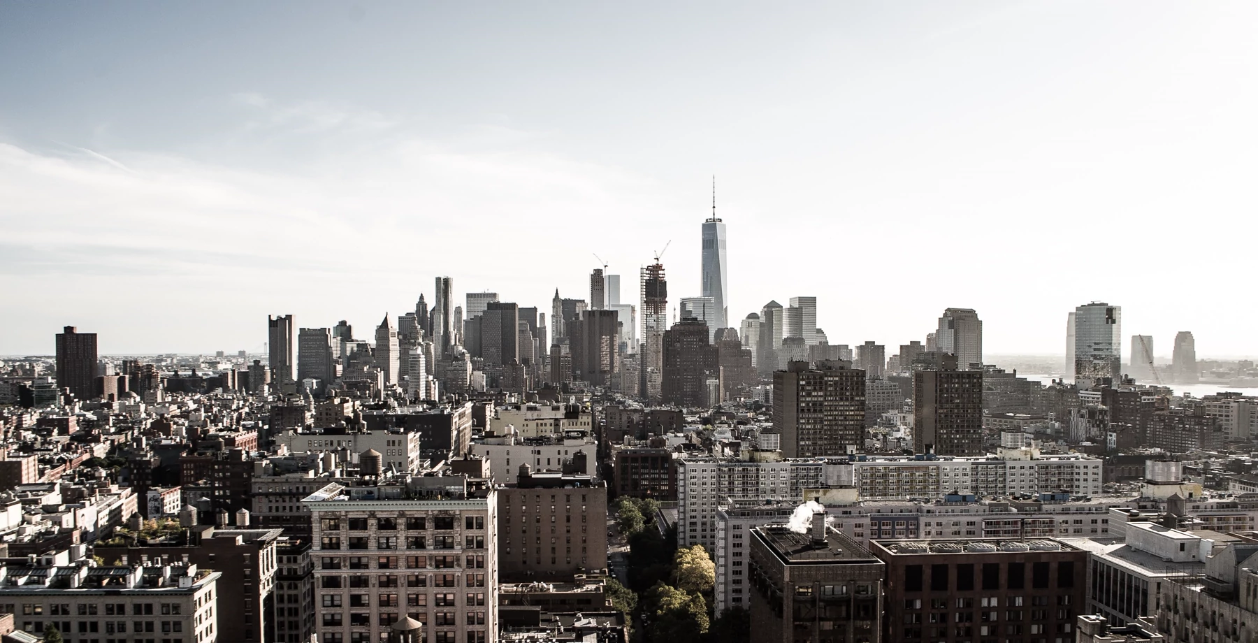 Lower Manhattan’s financial district, with One World Trade Center above the surrounding buildings.